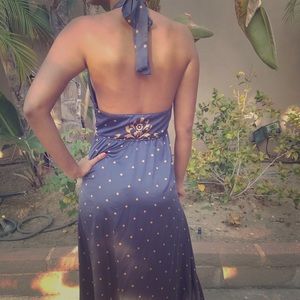 Maxi halter dress with polka dots